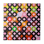 色クール数々のの円とピンク色のクローバー タイル (正面)