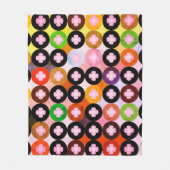 色クール数々のの円とピンク色のクローバー フリースブランケット (正面)