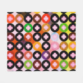 色クール数々のの円とピンク色のクローバー フリースブランケット (正面(横))