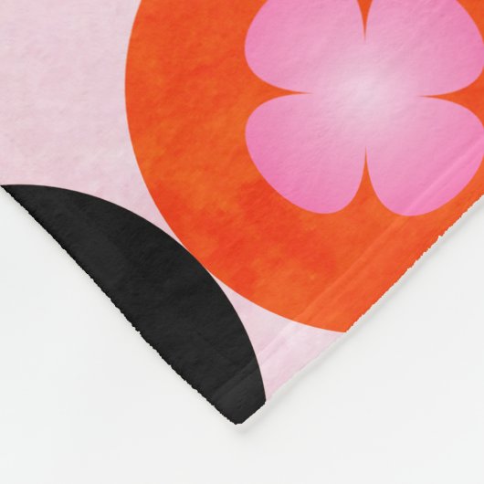 色クール数々のの円とピンク色のクローバー フリースブランケット (角)