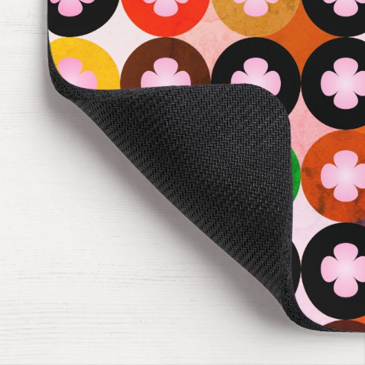 色クール数々のの円とピンク色のクローバー マウスパッド (コーナー)