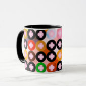 色クール数々のの円とピンク色のクローバー マグカップ (正面左)
