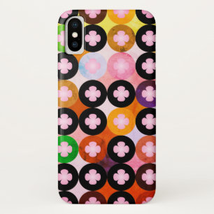 色クール数々のの円とピンク色のクローバー iPhone X ケース