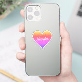 色グラデーションハート名の署名を使用するスクリプト シール (スマートフォン)