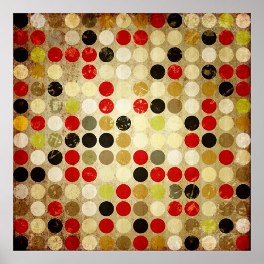 色グランジ付き円パターンの紙背景 ポスター (正面)