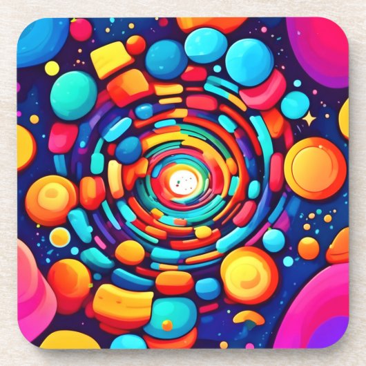 色サイケデリックの渦 コースター (正面)