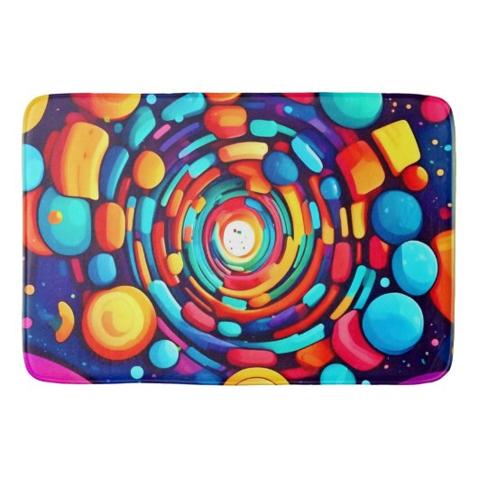 色サイケデリックの渦 バスマット (正面)