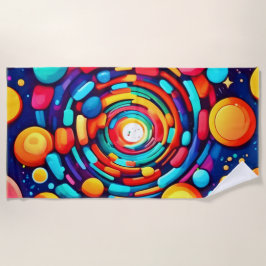 色サイケデリックの渦 ビーチタオル