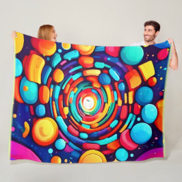 色サイケデリックの渦 フリースブランケット