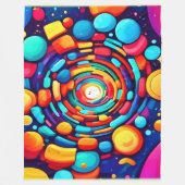 色サイケデリックの渦 フリースブランケット (正面)