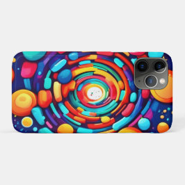 色サイケデリックの渦 iPhone 11 PROケース