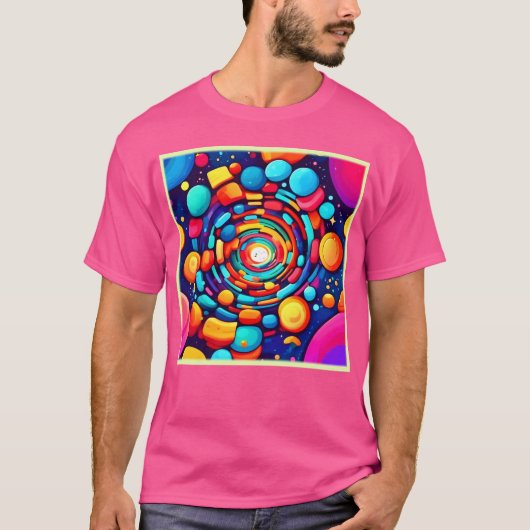 色サイケデリックの渦 Tシャツ (正面)