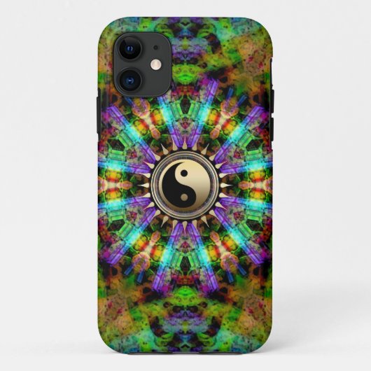色サイケデリック金ゴールド陰陽 Case-Mate iPhoneケース (裏面)