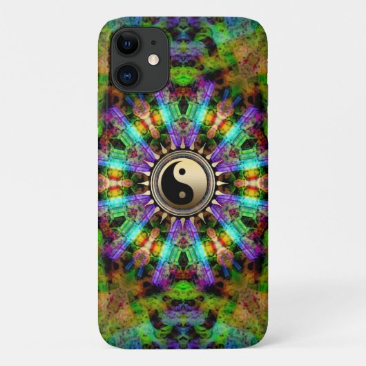 色サイケデリック金ゴールドYinYang iPhone4ケース Case-Mate iPhoneケース (裏面)