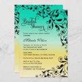 色スタイリッシュとグラデーション渦巻きブライダルシャワー 招待状 (正面/裏面)