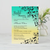 色スタイリッシュとグラデーション渦巻きブライダルシャワー 招待状 (スタンド正面)