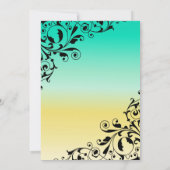 色スタイリッシュとグラデーション渦巻きブライダルシャワー 招待状 (裏面)