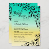 色スタイリッシュとグラデーション渦巻きブライダルシャワー 招待状 (正面/裏面)