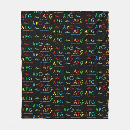 色スタイリッシュ名の模様の黒い毛布 フリースブランケット (正面)