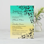 色スタイリッシュ渦グラデーション婚約パーティ 招待状 (スタンド正面)