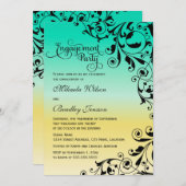 色スタイリッシュ渦グラデーション婚約パーティ 招待状 (正面/裏面)