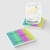 色ストライプのデザイン ストーンコースター (横)