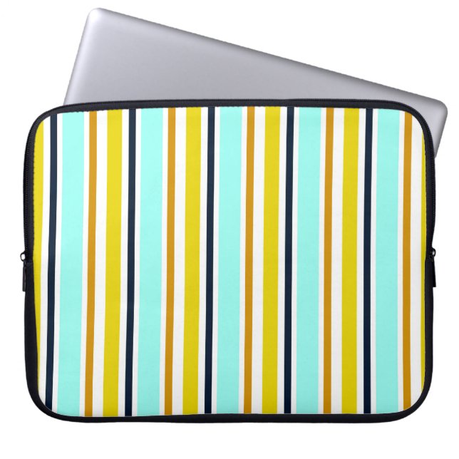 色ストライプの付き抽象芸術のストライプ背景六 ラップトップスリーブ (正面)