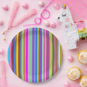 色ストライプの色 ペーパープレート (パーティー)