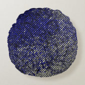 色ストライプや形が損なわれた青い色 ラウンドクッション (正面)