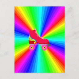 色スペクトル放射状上のローラスケート ポストカード
