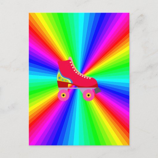色スペクトル放射状上のローラスケート ポストカード (正面)