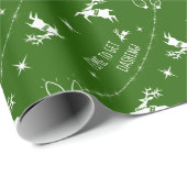 色トナカイの光ダッシュグリーン ラッピングペーパー (ロールコーナー)
