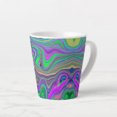 色トリップ（幻覚体験）のようなの緑と紫の波 カフェラテマグ (右アングル)