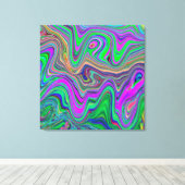色トリップ(幻覚体験)のようなの緑と紫の波 キャンバスプリント (インサイチュ (ウッドフロア))