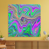 色トリップ(幻覚体験)のようなの緑と紫の波 キャンバスプリント (インサイチュ (リビング))