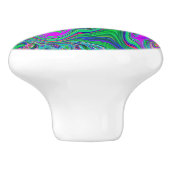色トリップ（幻覚体験）のようなの緑と紫の波 セラミックノブ (側面)