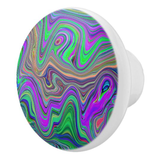 色トリップ（幻覚体験）のようなの緑と紫の波 セラミックノブ (右)