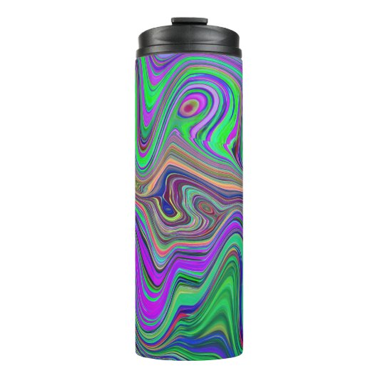 色トリップ（幻覚体験）のようなの緑と紫の波 タンブラー (正面)
