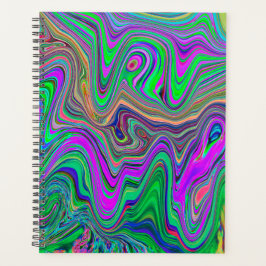 色トリップ（幻覚体験）のようなの緑と紫の波 プランナー手帳
