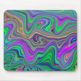 色トリップ(幻覚体験)のようなの緑と紫の波 マウスパッド