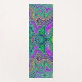 色トリップ（幻覚体験）のようなの緑と紫の波 ヨガマット (正面)