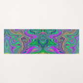 色トリップ（幻覚体験）のようなの緑と紫の波 ヨガマット (正面(横))