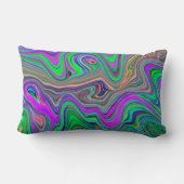 色トリップ(幻覚体験)のようなの緑と紫の波 ランバークッション (裏面)