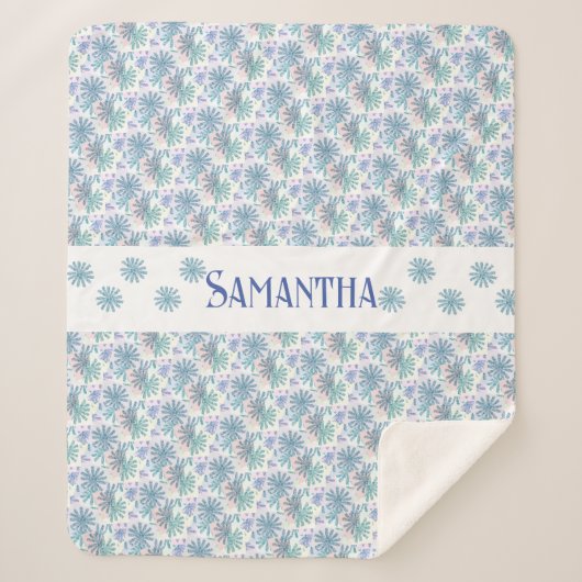 色パステル数々のパッチワークデイジー シェルパブランケット (正面)