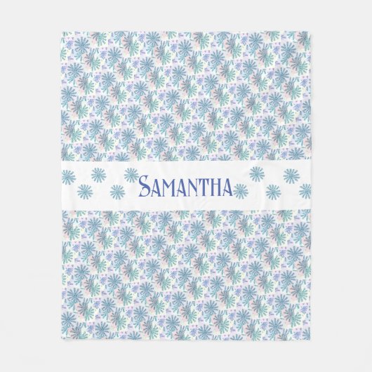 色パステル数々のパッチワークデイジー フリースブランケット (正面)