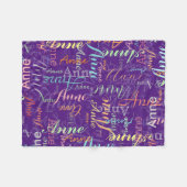 色パターン（の模様が）ある名フリースブランケット紫 フリースブランケット (正面(横))