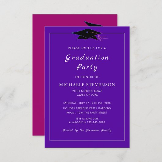 色パーソナライズされたとフォント卒業招待状 招待状 (正面/裏面)