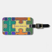 色パーソナライズされたパズル ラゲッジタグ (正面横)