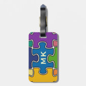 色パーソナライズされたパズル ラゲッジタグ (裏面縦)