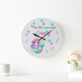 色パーソナライズされた付き人魚の壁時計 ラージ壁時計 (ホーム)